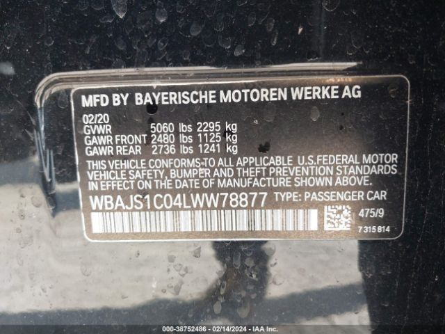 WBAJS1C04LWW78877 BMW 540I