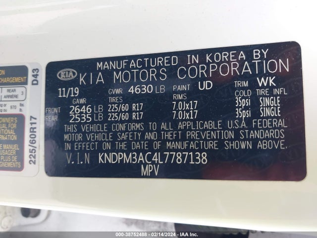 KIA Sportage Lx 2020 KNDPM3AC4L7787138 Image 9