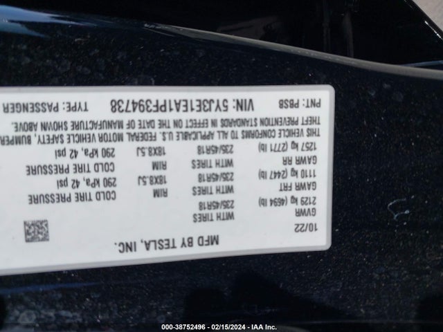 Tesla Model 3 Rear-wheel Drive 2023 5YJ3E1EA1PF394738 Image 9