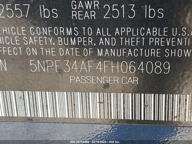 Hyundai Sonata Sport 2015 5NPE34AF4FH064089 Image 9