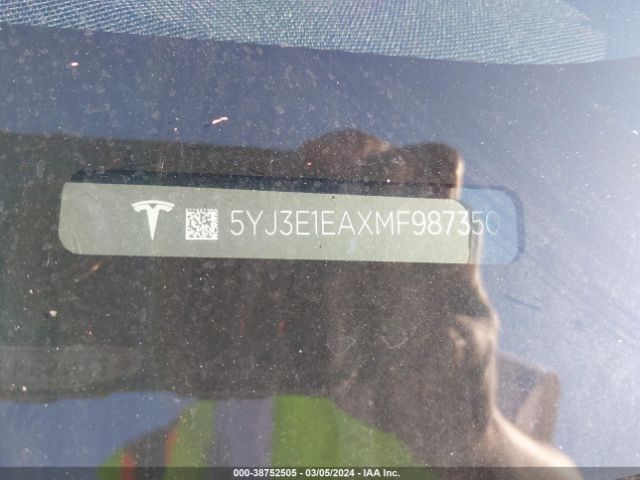 5YJ3E1EAXMF987350 Tesla Model 3 Standard Range Plus Rear-wheel Drive