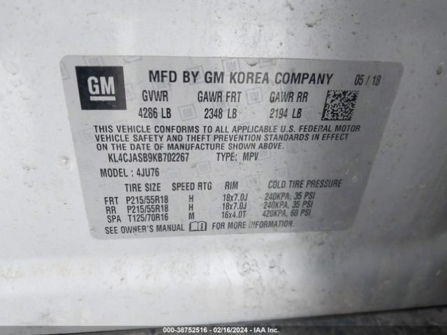 KL4CJASB9KB702267 Buick Encore Fwd Preferred