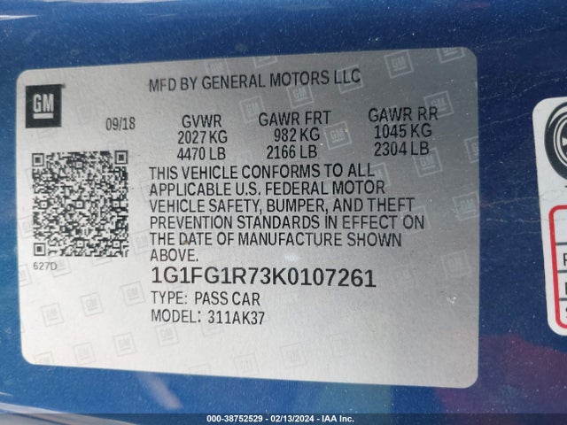Chevrolet CAMARO 2SS 2019 1G1FG1R73K0107261 Image 9