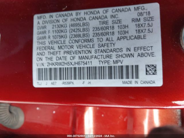 2HKRW2H5XJH675411 Honda CR-V EX