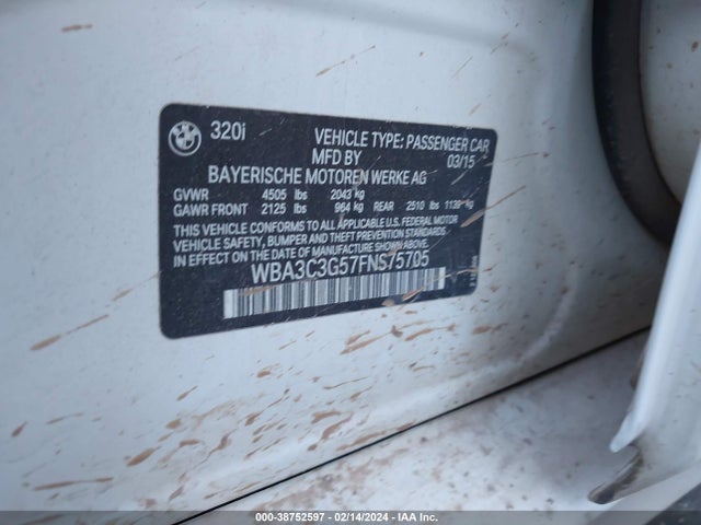 BMW 320i Xdrive 2015 WBA3C3G57FNS75705 Image 9