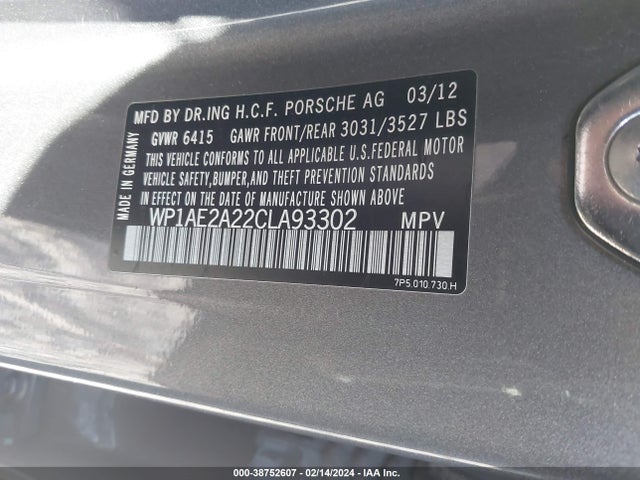 2012 PORSCHE CAYENNE HYBRID WP1AE2A22CLA93302 Photo 8