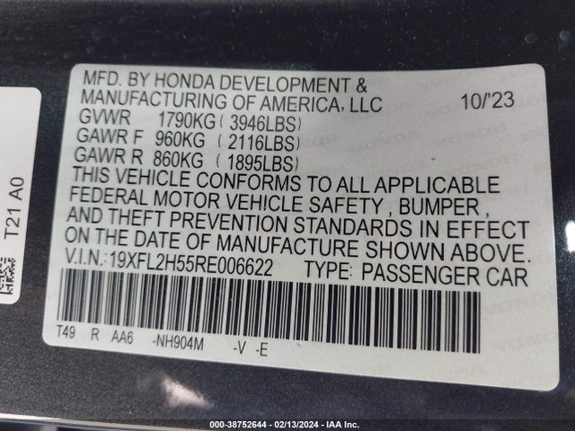 Honda Civic Lx 2024 19XFL2H55RE006622 Image 9