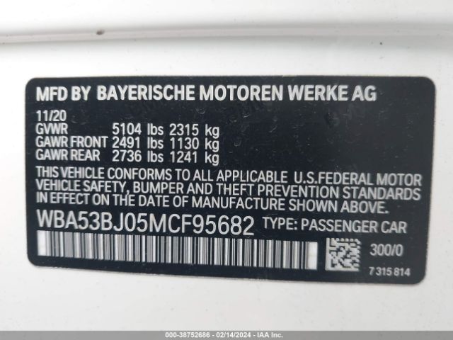 WBA53BJ05MCF95682 BMW 540I