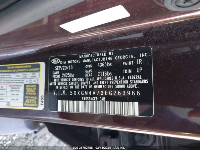 5XXGM4A73EG263966 KIA Optima Lx