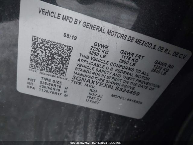 2020 CHEVROLET EQUINOX 3GNAXYEX6LS524469 Photo 8
