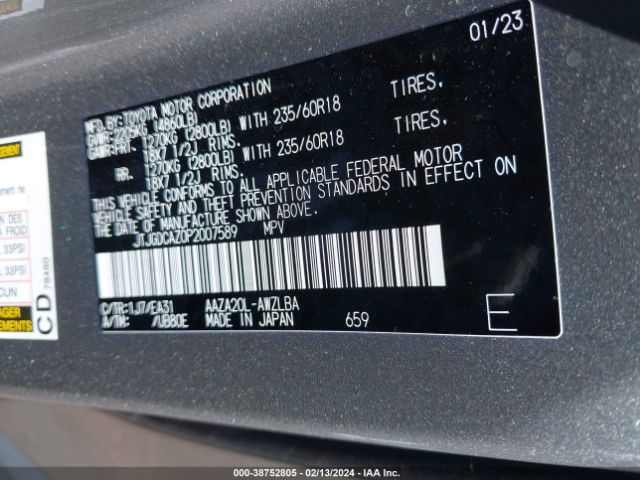 JTJGDCAZ0P2007589 Lexus Nx 250 Premium