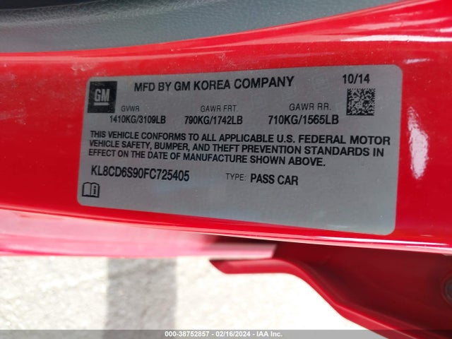 Chevrolet Spark 1lt Cvt 2015 KL8CD6S90FC725405 Image 9