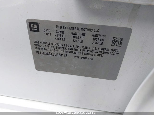 Chevrolet Impala 1fl 2018 1G11X5SAXJU123133 Image 9