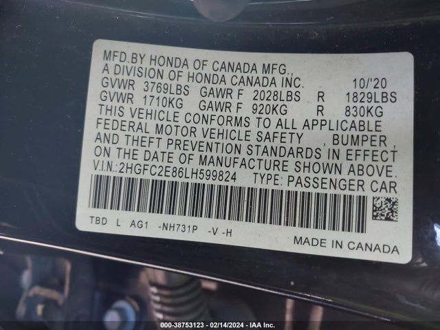Honda Civic Sport 2020 2HGFC2E86LH599824 Image 9