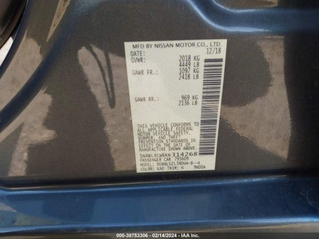1N4BL4CW6KN314268 Nissan Altima 2.5 Sr