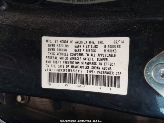 1HGCR2F73EA238317 Honda ACCORD EX