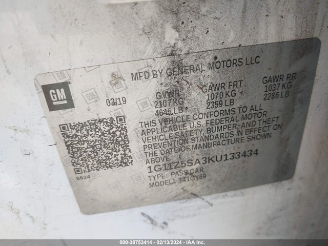Chevrolet IMPALA LT 2019 1G11Z5SA3KU133434 Image 9
