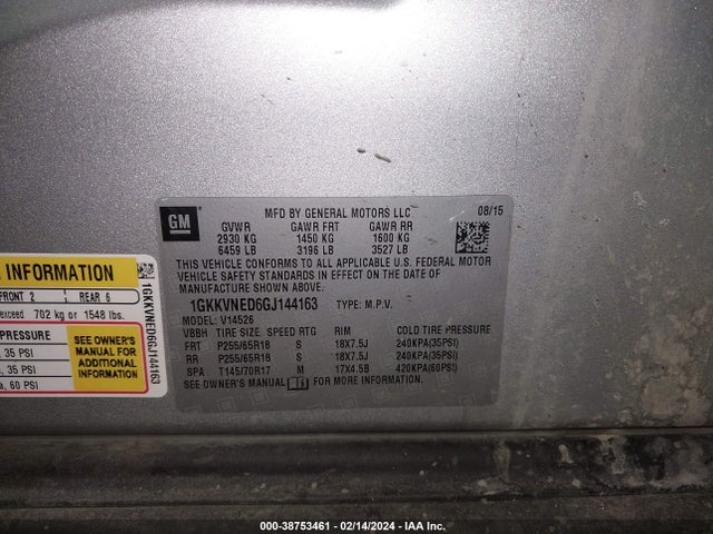 GMC Acadia Sle-1 2016 1GKKVNED6GJ144163 Image 9