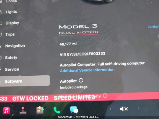 5YJ3E1EC9LF603333 Tesla Model 3 Performance Dual Motor All-wheel Drive