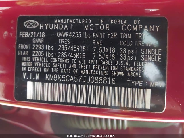 Hyundai Kona Ultimate 2018 KM8K5CA57JU088816 Image 9