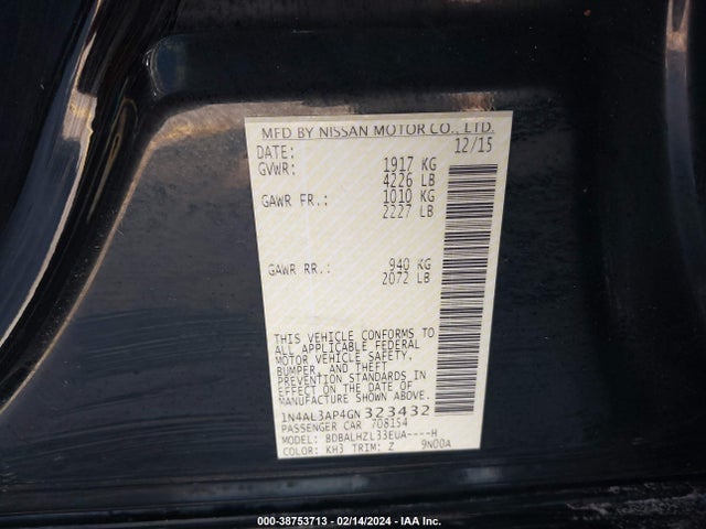 Nissan Altima 2.5 Sr 2016 1N4AL3AP4GN323432 Image 9