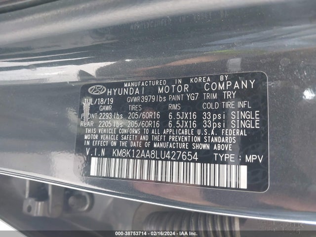 Hyundai Kona Se 2020 KM8K12AA8LU427654 Image 9