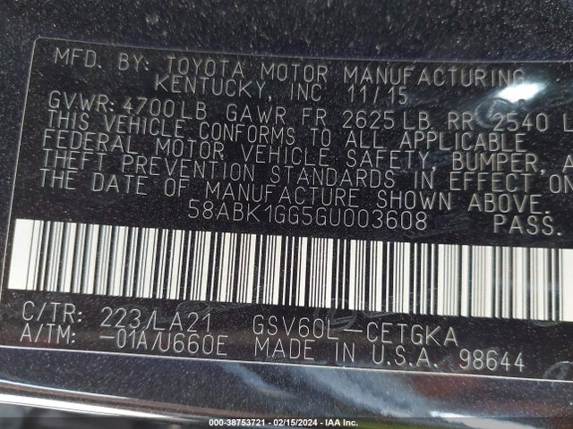 Lexus ES 350 2016 58ABK1GG5GU003608 Image 9