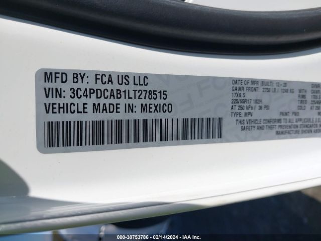 3C4PDCAB1LT278515 Dodge Journey Se Value