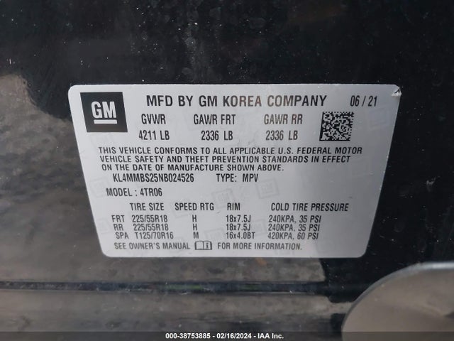 KL4MMBS25NB024526 Buick Encore Gx Fwd Preferred