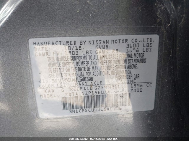 Nissan KICKS SV 2018 3N1CP5CU4JL540396 Image 9