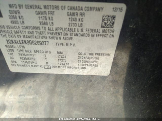 2GKALLEK9G6209377 GMC TERRAIN SL