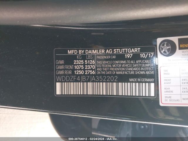 WDDZF4JB7JA352202 Mercedes-Benz E 300