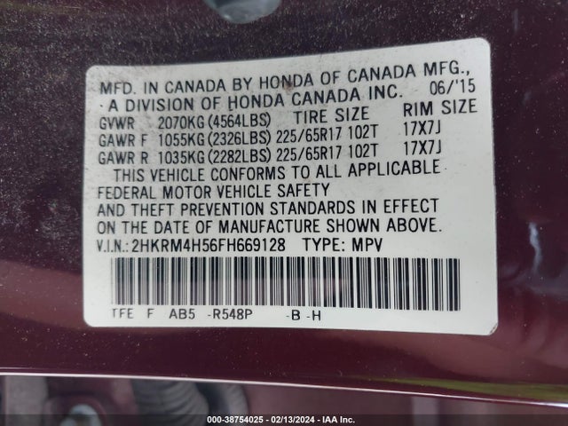 Honda CR-V EX 2015 2HKRM4H56FH669128 Image 9
