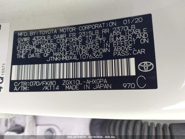 Toyota C-HR XLE 2020 JTNKHMBX4L1076365 Image 9