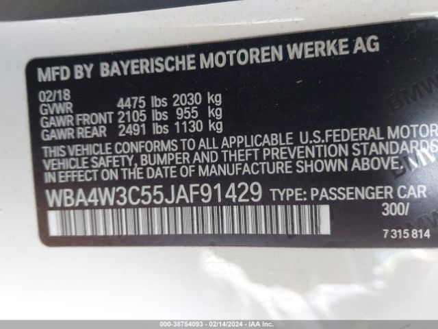 WBA4W3C55JAF91429 BMW 430I