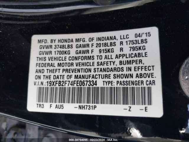19XFB2F74FE067334 Honda CIVIC SE