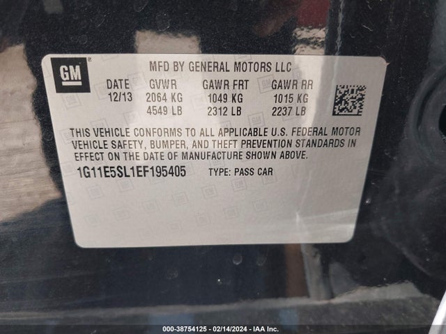 Chevrolet MALIBU 2LT 2014 1G11E5SL1EF195405 Image 9