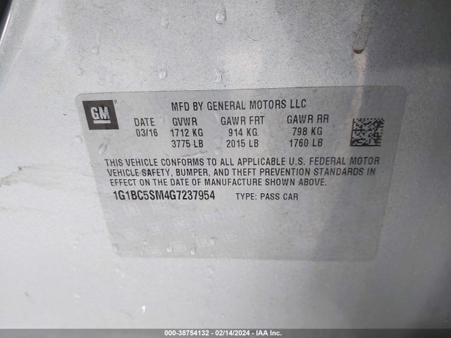 Chevrolet Cruze Ls Auto 2016 1G1BC5SM4G7237954 Image 9