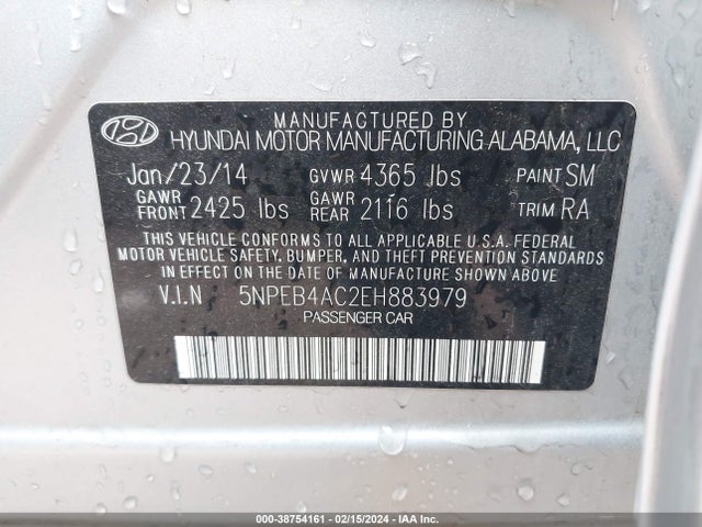 Hyundai SONATA GLS 2014 5NPEB4AC2EH883979 Image 9