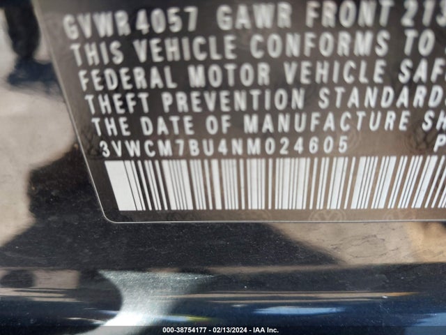 3VWCM7BU4NM024605 Volkswagen Jetta 1.5t S
