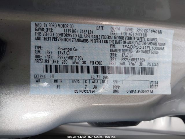 1FADP5CU1FL100565 Ford C-max Energi Sel