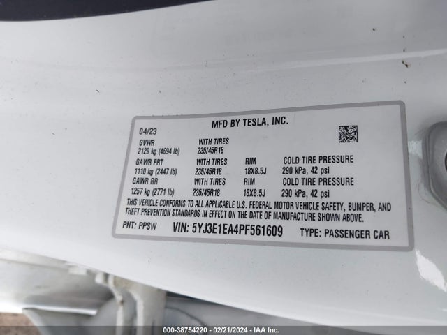 5YJ3E1EA4PF561609 Tesla Model 3 Rear-wheel Drive