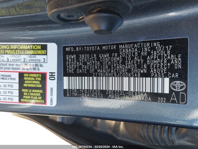 Toyota COROLLA SE 2018 2T1BURHE9JC006548 Image 9