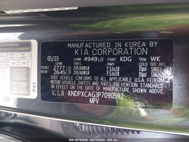 2023 KIA SPORTAGE HYBRID SX-PRESTIGE VIN: KNDPXCAG3P7090592