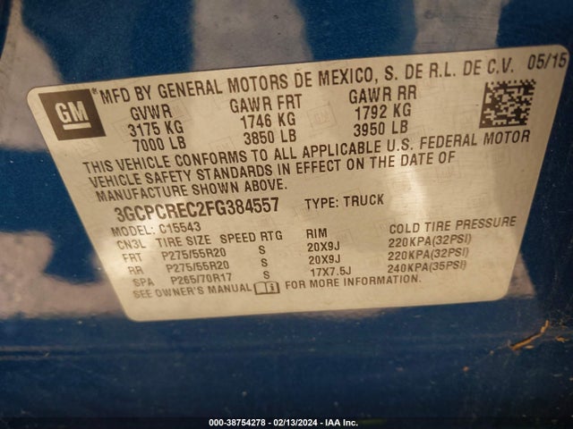 Chevrolet Silverado 1500 1lt 2015 3GCPCREC2FG384557 Image 9