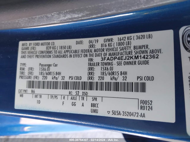 Ford FIESTA SE 2019 3FADP4EJ2KM142362 Image 9