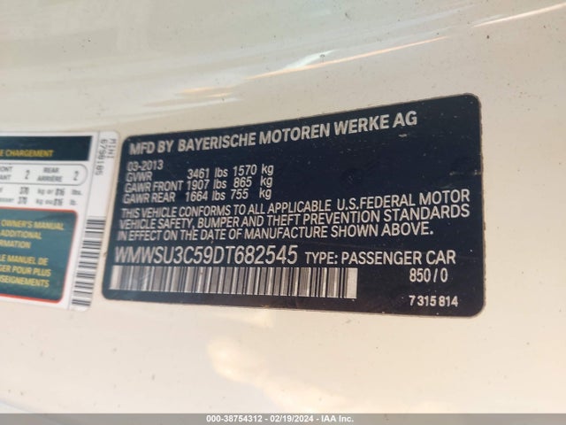 2013 MINI HARDTOP WMWSU3C59DT682545 Photo 8