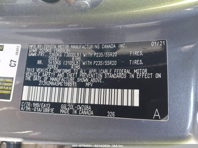 Lexus RX 350 2021 2T2HZMAA5MC198511 Image 9
