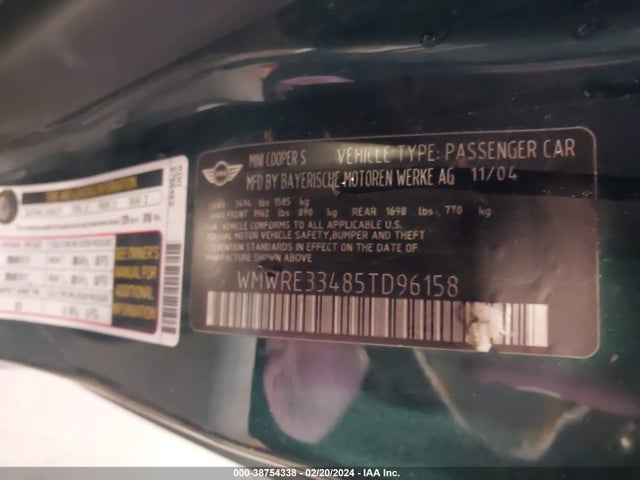 2005 MINI COOPER S WMWRE33485TD96158 Photo 8