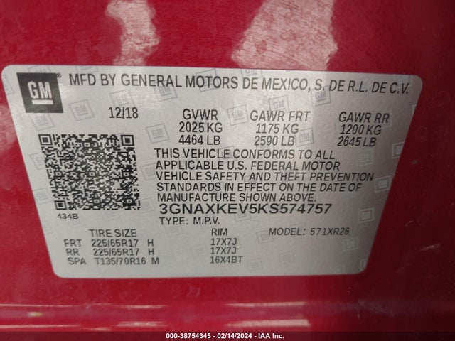 Chevrolet EQUINOX LT 2019 3GNAXKEV5KS574757 Image 9